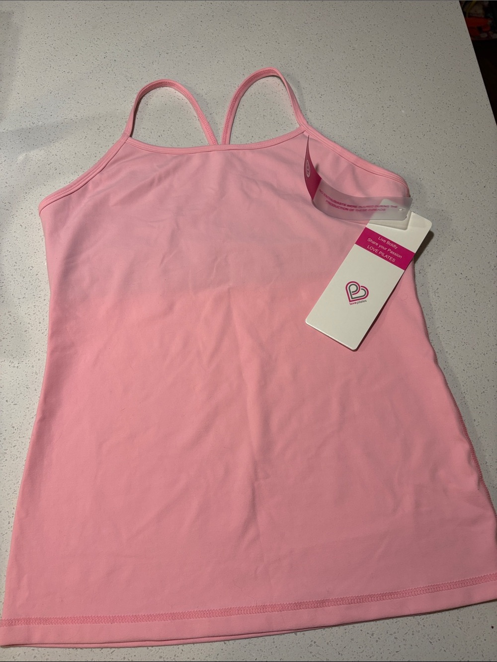 Love Pilates Pink Spaghetti Strap Tank Top NWT